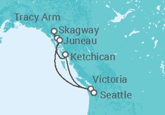 Reiseroute der Kreuzfahrt  ALASKA CRUISE - Carnival Cruise Line