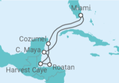 Reiseroute der Kreuzfahrt  Honduras, Mexiko - NCL Norwegian Cruise Line