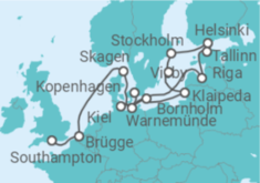 Reiseroute der Kreuzfahrt  Von Southampton (England) nach Kopenhagen (Dänemark) - Royal Caribbean