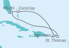 Reiseroute der Kreuzfahrt  Amerikanische Jungferninseln, Puerto Rico - Royal Caribbean