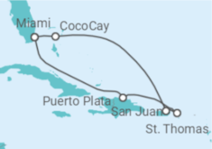 Reiseroute der Kreuzfahrt  Amerikanische Jungferninseln, Puerto Rico - Royal Caribbean