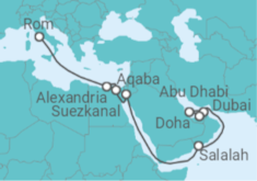 Reiseroute der Kreuzfahrt  Katar, Vereinigte Arabische Emirate, Oman, Jordanien, Ägypten - MSC Cruises