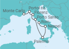 Reiseroute der Kreuzfahrt  Italien - Silversea