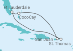 Reiseroute der Kreuzfahrt  Puerto Rico, Amerikanische Jungferninseln - Royal Caribbean