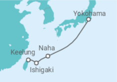 Reiseroute der Kreuzfahrt  Japan, Taiwan - MSC Cruises