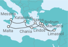 Reiseroute der Kreuzfahrt  Mittelmeer-Kreuzfahrt mit Starkoch Johann Lafer + Flüge - Nicko Cruises