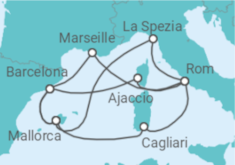 Reiseroute der Kreuzfahrt  Große Mittelmeer-Reise ab Mallorca 1 - AIDA