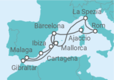 Reiseroute der Kreuzfahrt  Große Mittelmeerreise ab Mallorca 2 - AIDA