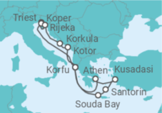 Reiseroute der Kreuzfahrt  Adria & Griechenland ab Korfu 2 - AIDA