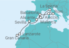 Reiseroute der Kreuzfahrt  Von Gran Canaria nach Mallorca 2 - AIDA