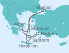 Reiseroute der Kreuzfahrt  Türkei, Griechenland - Costa Kreuzfahrten
