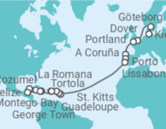 Reiseroute der Kreuzfahrt  Von Kiel nach Montego Bay (Jamaika) - AIDA