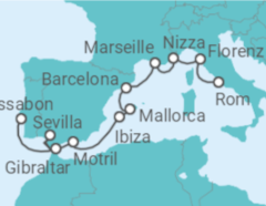 Reiseroute der Kreuzfahrt  Von Civitavecchia (Rom) nach Lissabon (Portugal) - NCL Norwegian Cruise Line