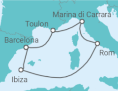 Reiseroute der Kreuzfahrt  Frankreich, Italien, Spanien - Virgin Voyages