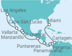 Reiseroute der Kreuzfahrt  Von Miami nach Los Angeles (USA) - NCL Norwegian Cruise Line