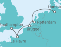 Reiseroute der Kreuzfahrt  Von Southampton nach Hamburg - Cunard