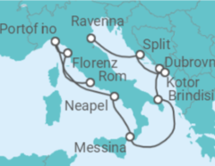 Reiseroute der Kreuzfahrt  Italien, Kroatien, Montenegro - Celebrity Cruises