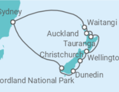 Reiseroute der Kreuzfahrt  New Zealand - Princess Cruises