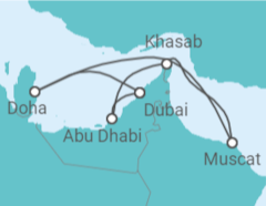 Reiseroute der Kreuzfahrt  7 Nächte - Zauber des Orients - ab/bis Dubai - Mein Schiff