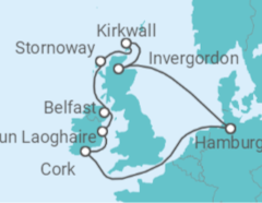 Reiseroute der Kreuzfahrt  Irland, Schottland, Orkney - MSC Cruises