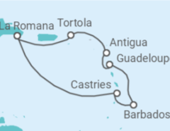 Reiseroute der Kreuzfahrt  St. Lucia, Barbados, Guadeloupe, Antigua Und Barbuda, Britische Jungferninseln - Costa Kreuzfahrten