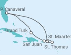 Reiseroute der Kreuzfahrt  Eastern Caribbean with St. Thomas - Princess Cruises