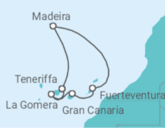 Reiseroute der Kreuzfahrt   7 Nächte - Kanaren mit Madeira - ab/bis Santa Cruz 
 - Mein Schiff