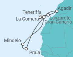 Reiseroute der Kreuzfahrt 14 Nächte - Kanaren mit Kapverden - ab/bis Las Palmas - mit Flug - Mein Schiff Reiseroute der Kreuzfahrt 14 Nächte - Kanaren mit Kapverden - ab/bis Las Palmas - mit Flug - Mein Schiff