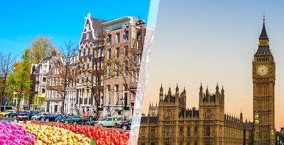 London und Amsterdam mit dem Flugzeug London und Amsterdam mit dem Flugzeug