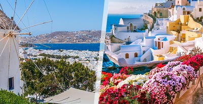 Santorini und Mykonos mit dem Flugzeug Santorini und Mykonos mit dem Flugzeug