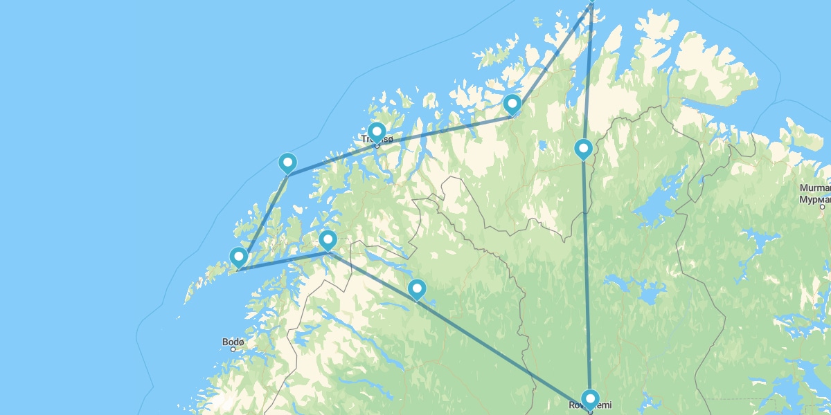 Route durch Lappland, Nordkap und Lofoten