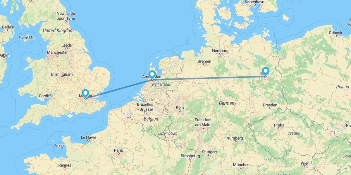 London, Amsterdam und Berlin mit dem Flugzeug