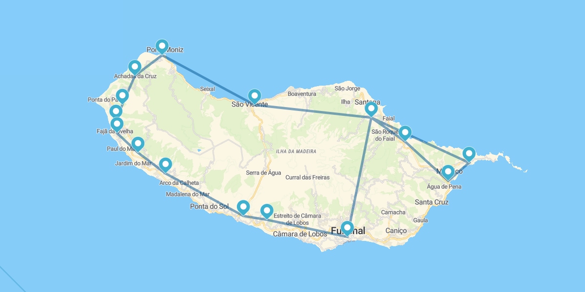 Route durch die Nordregion, Porto Moniz und Funchal