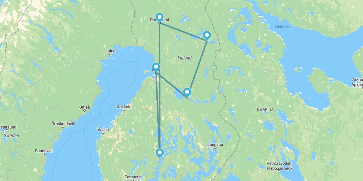 Route durch das Finnische Lappland