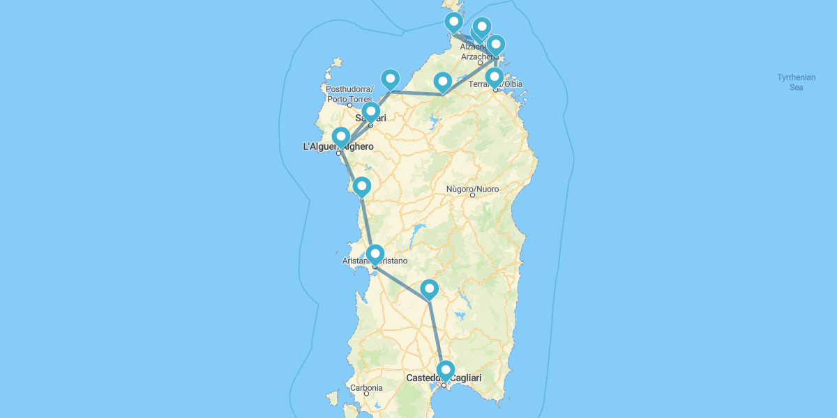 Route von der Costa Smeralda