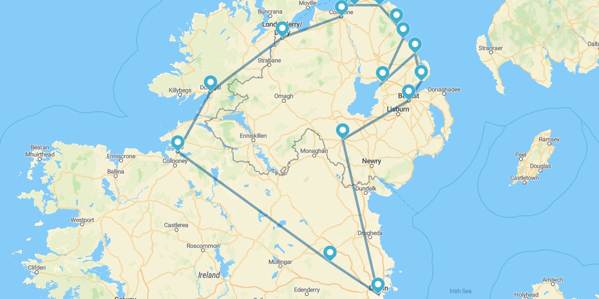 Route durch den Norden der Grünen Insel mit Dublin und der Causeway-Küste