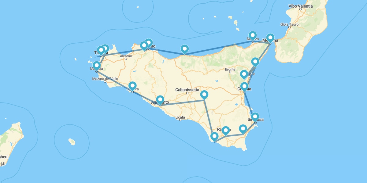 Vollständige Route durch das ewige Sizilien