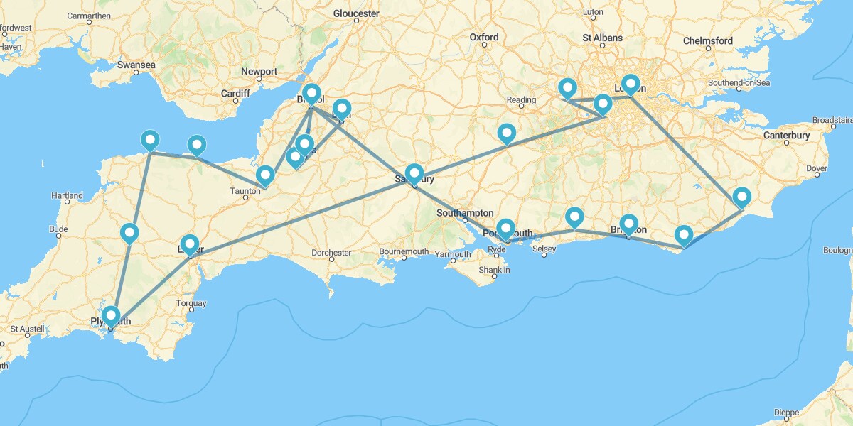 Route durch das Südliche England