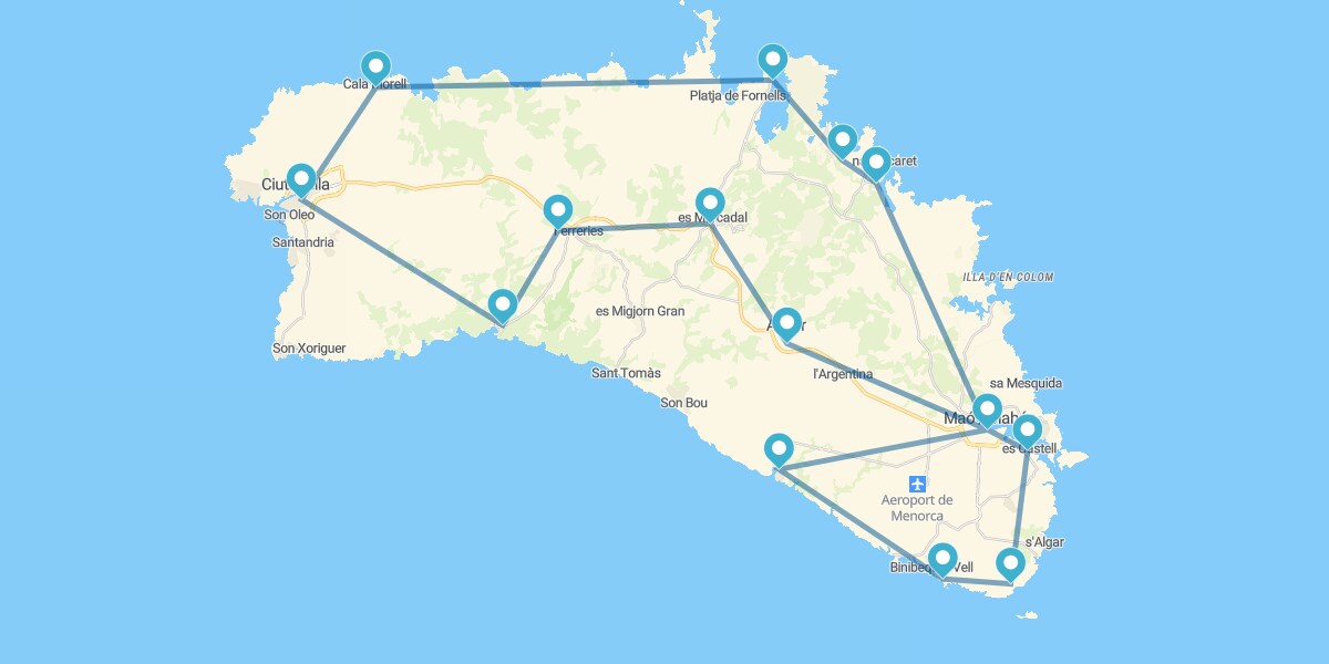 Route durch die Buchten und die Naturlandschaft der Insel