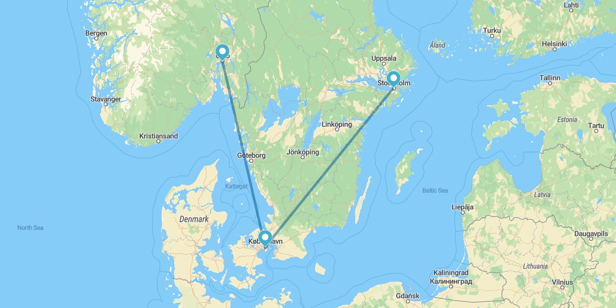 Stockholm, Kopenhagen und Oslo mit dem Flugzeug