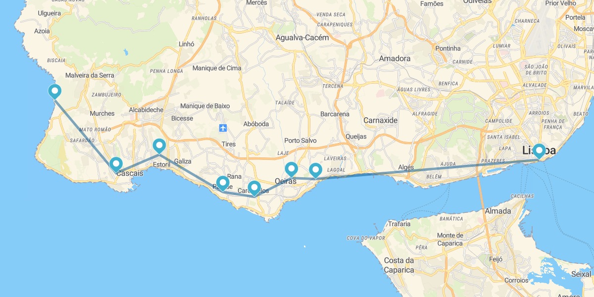 Route durch die portugiesische Riviera