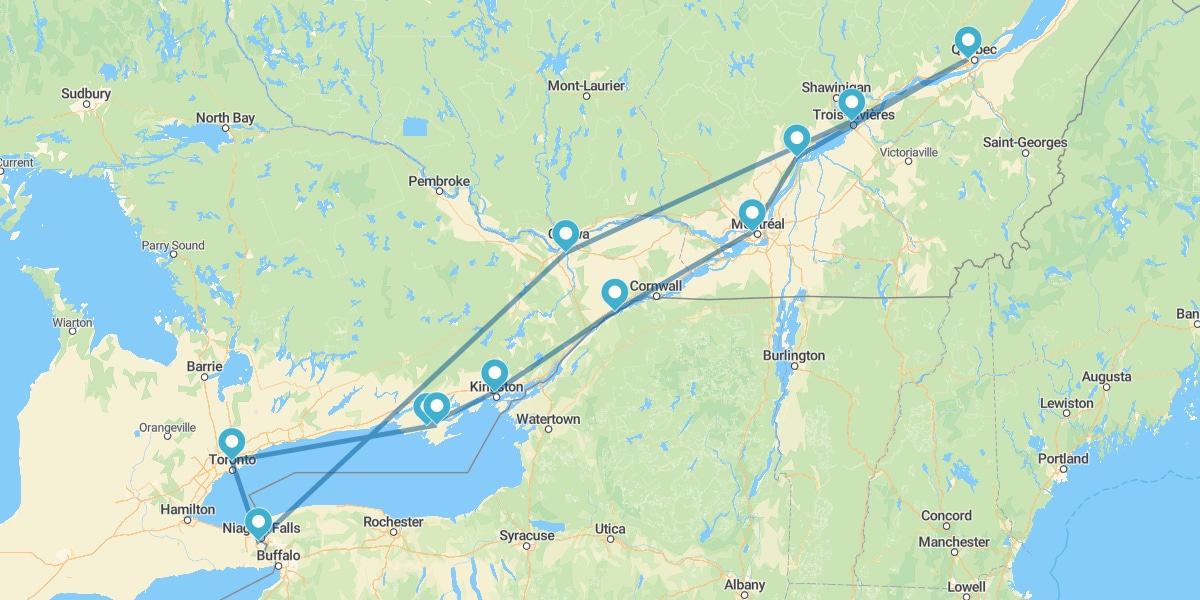 Route durch den kanadischen Osten mit Übernachtung in Niagara