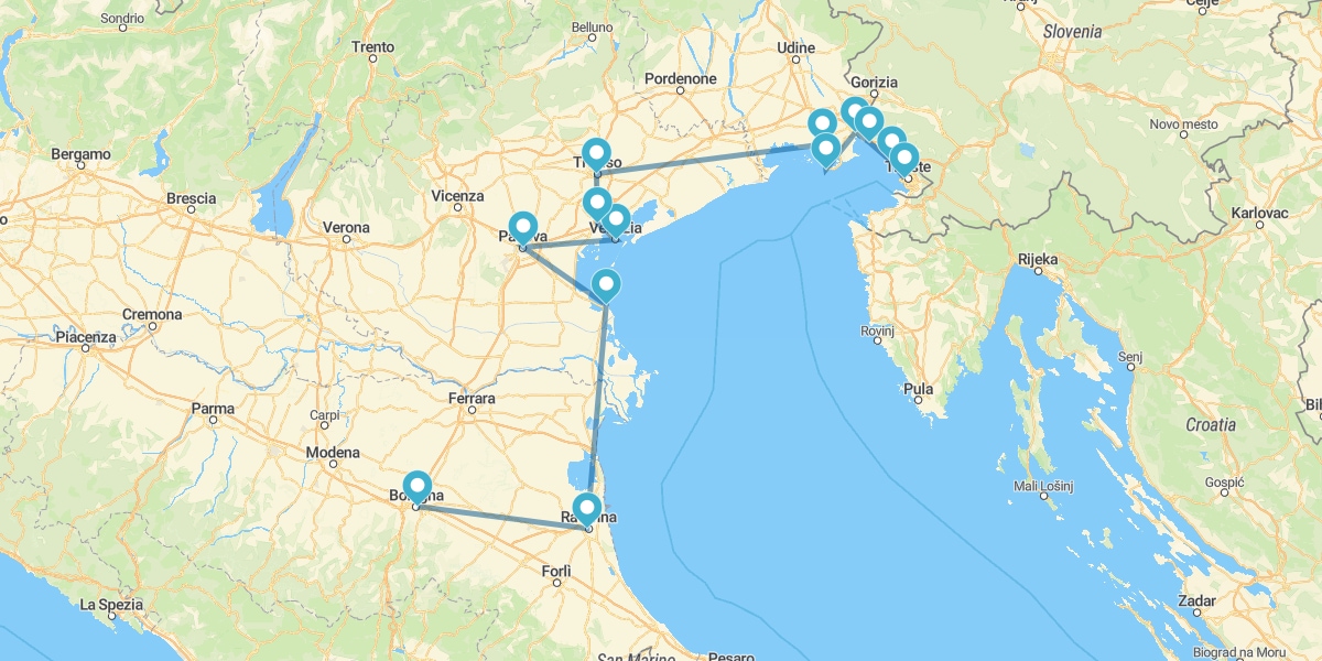 Route entlang der Italienischen Adriaküste