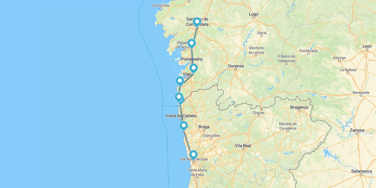 Jakobsweg auf dem Fahrrad: von Porto nach Santiago de Compostela