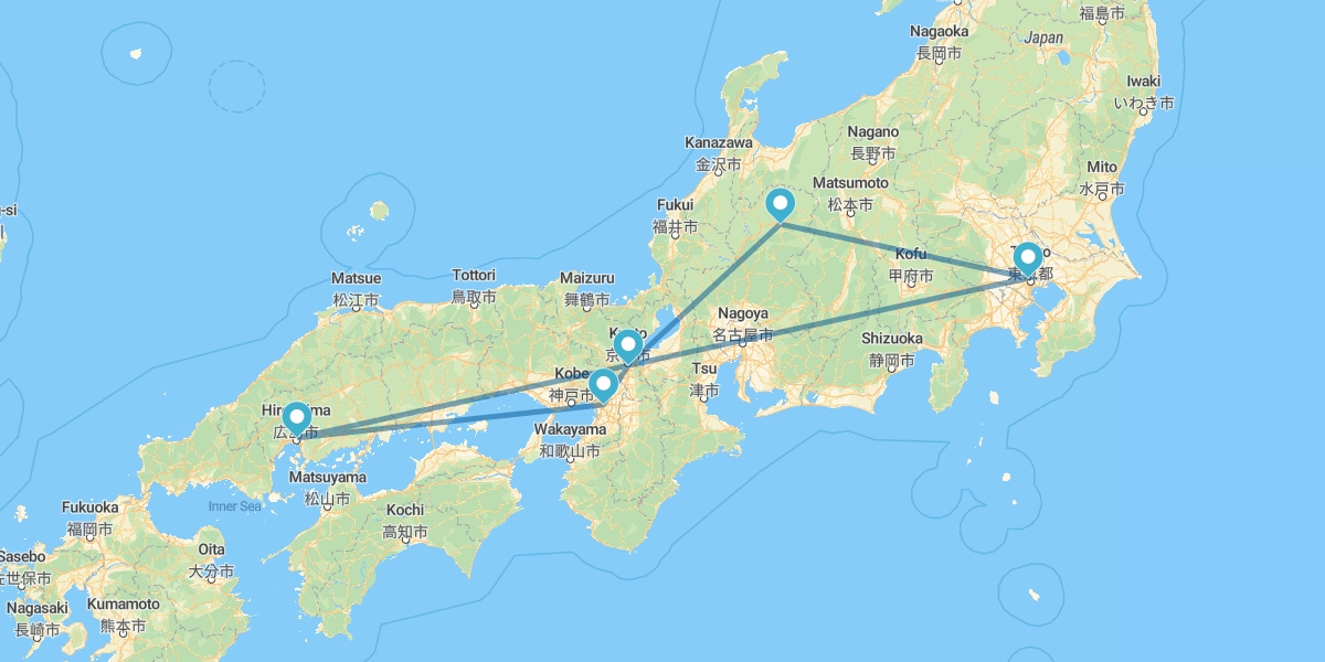 Tokyo, Hiroshima, Osaka, Kyoto und Takayama