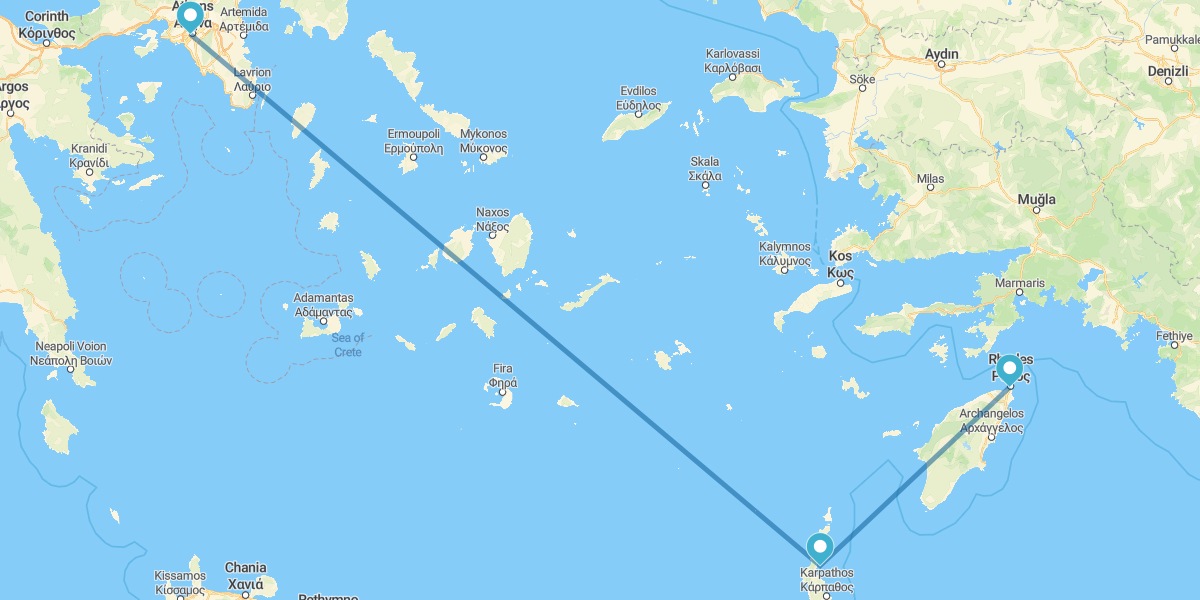 Athen, Karpathos und Rhodos mit dem Flugzeug
