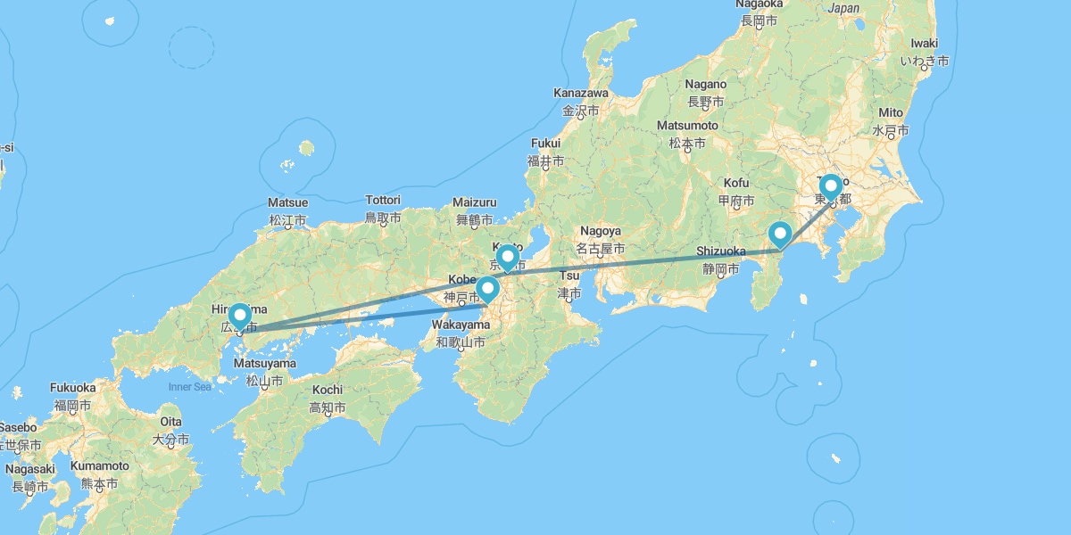 Tokyo, Hakone, Kyoto, Hiroshima und Osaka