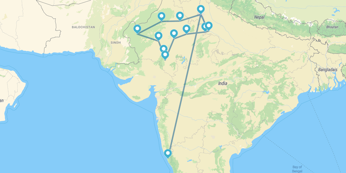 Die große Rajasthan-Route und Goa