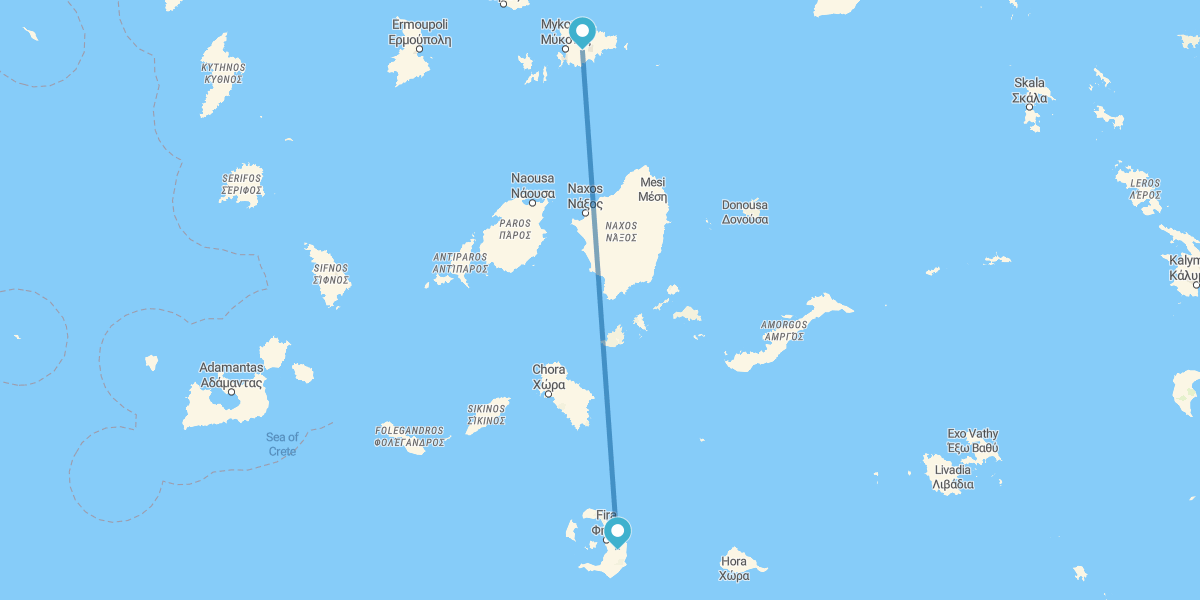 Mykonos und Santorini mit dem Flugzeug und mit Mietwagen