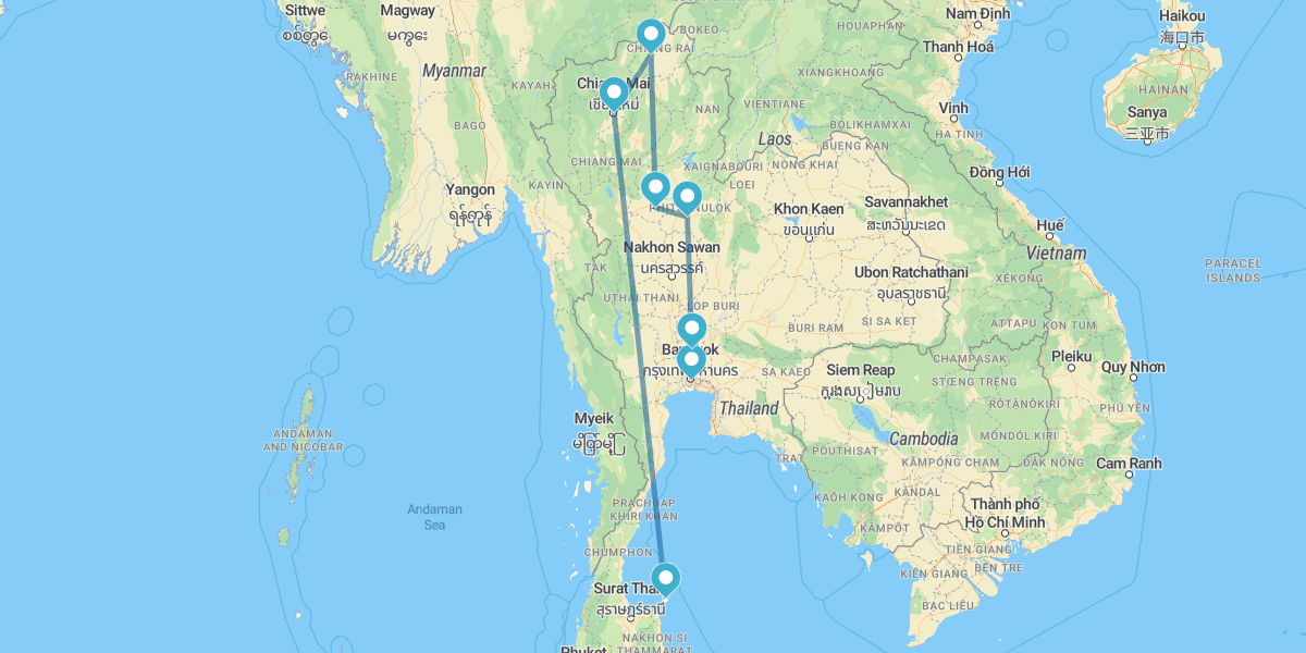 Reiseroute Nord und Koh Samui